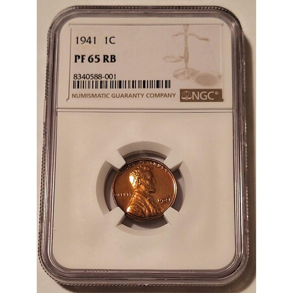 1941 Lincoln Wheat Cent PF65 RB NGC Toning Low Proof Mintage - Picture 1 of 4